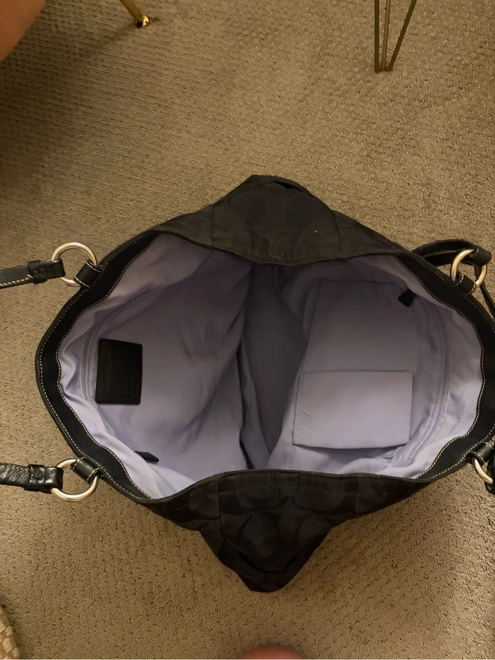 Coach Black Signature Nylon Tote with Front Zip Pocket